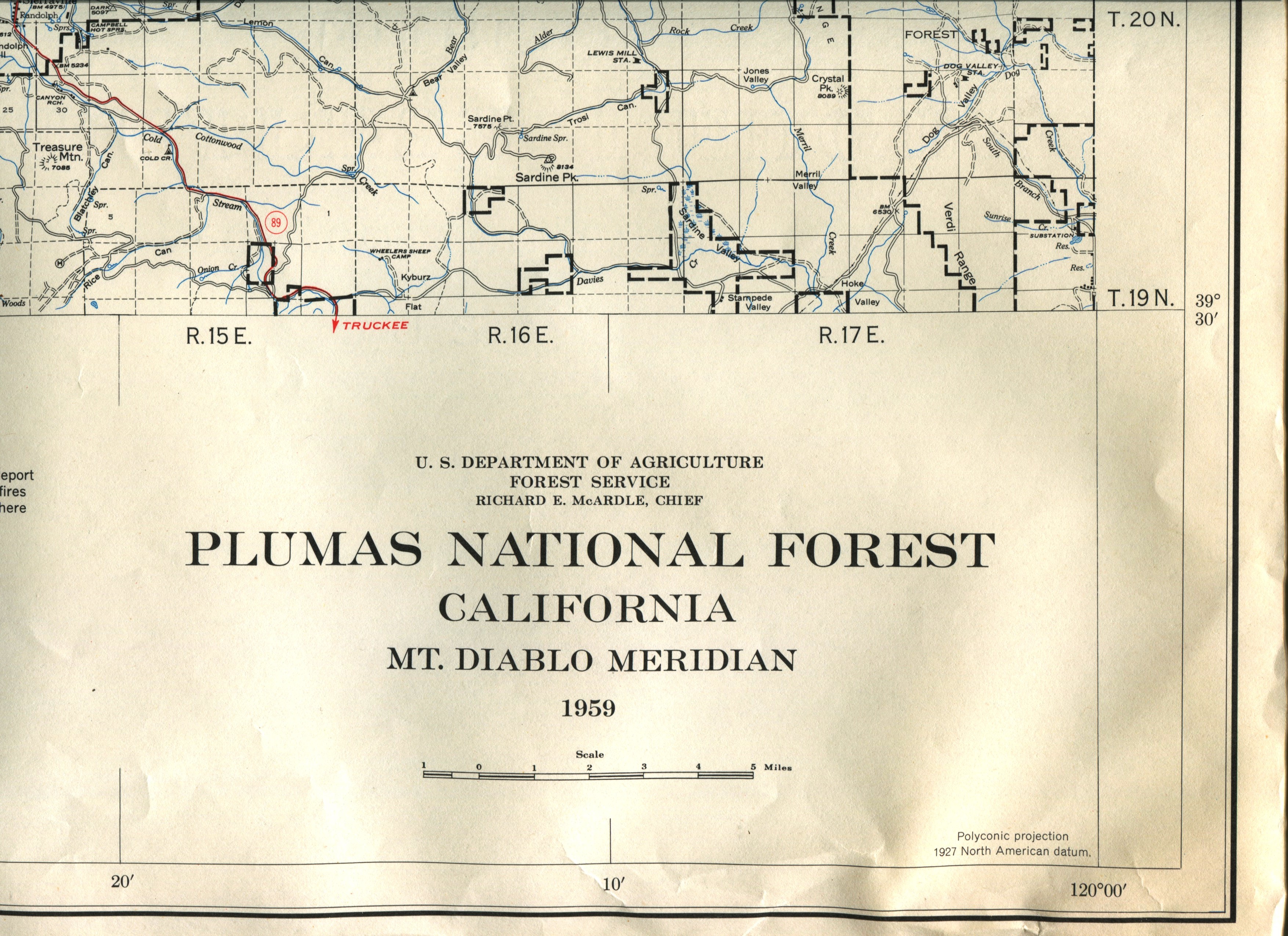 Plumas National Forest Map 1959